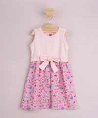 Vestido-Infantil-Estampado-Floral-com-Faixa-para-Laco-Sem-Manga-Rosa-9953020-Rosa_1