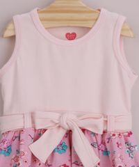 Vestido-Infantil-Estampado-Floral-com-Faixa-para-Laco-Sem-Manga-Rosa-9953020-Rosa_3