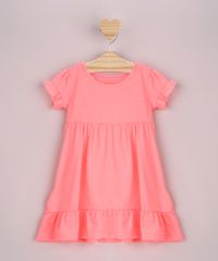 Vestido-Infantil-com-Babado-Manga-Curta-Laranja-Neon-9958894-Laranja_Neon_1