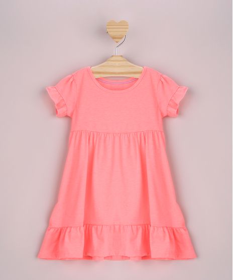 Vestido-Infantil-com-Babado-Manga-Curta-Laranja-Neon-9958894-Laranja_Neon_1