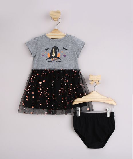 Vestido-Infantil-Halloween-com-Tule-Manga-Curta---Calcinha-Cinza-Mescla-9963367-Cinza_Mescla_1