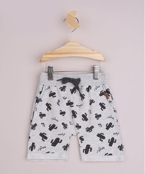 Bermuda-de-Moletom-Infantil-Estampada-de-Cactos-Cos-Canelado-com-Cordao-Cinza-Mescla-9964124-Cinza_Mescla_1