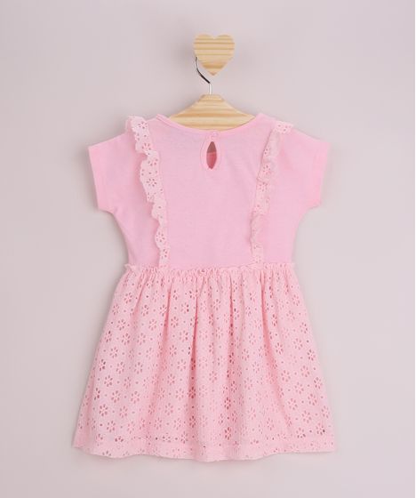 vestido de renda infantil rosa