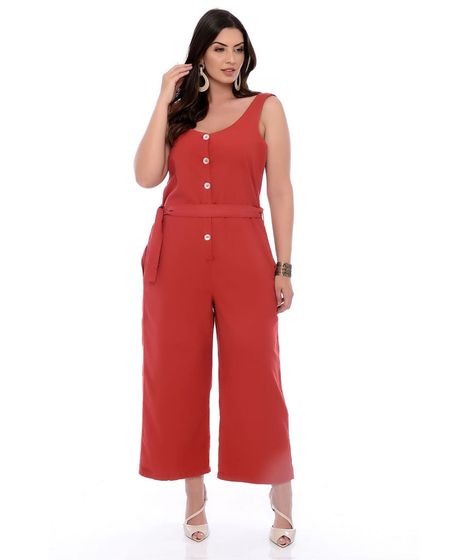 macacão plus size vermelho