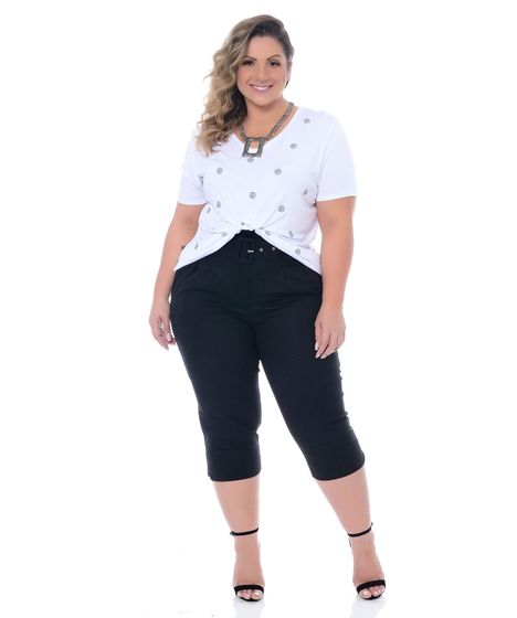 pantacourt preta plus size