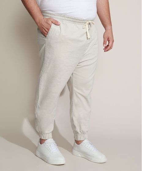 Calca-de-Sarja-Masculina-Plus-Size-Jogger-Skinny-Bege-Claro-9962493-Bege_Claro_1
