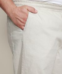 Calca-de-Sarja-Masculina-Plus-Size-Jogger-Skinny-Bege-Claro-9962493-Bege_Claro_4