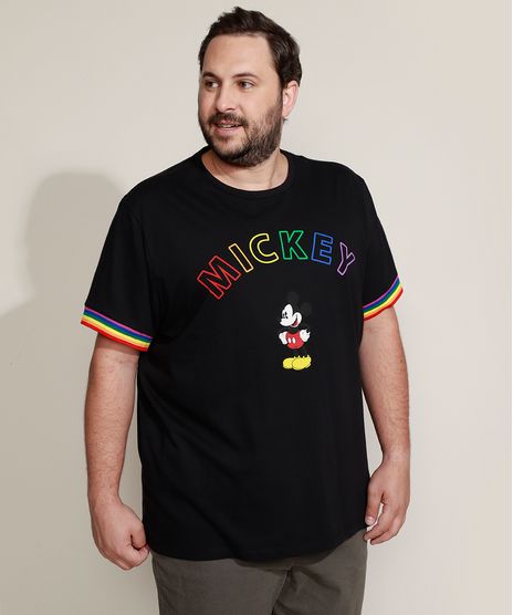 Camiseta-Masculina-Plus-Size-Pride-Mickey-Mouse-Arco-Iris-Manga-Curta-Gola-Careca-Preta-9964943-Preto_1