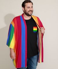 Camiseta-Masculina-Plus-Size-Pride-com-Bolso-Listrado-Arco-Iris-Manga-Curta-Gola-Careca-Preta-9966234-Preto_5
