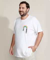 Camiseta-Masculina-Plus-Size-Pride--Felicidade--Arco-Iris-Manga-Curta-Gola-Careca-Branca-9968681-Branco_1