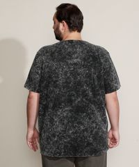 Camiseta-Masculina-Plus-Size-Marmorizada-Leao-com-Cocar-Manga-Curta-Gola-Careca-Preta-9960551-Preto_2