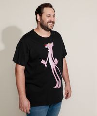 Camiseta-Masculina-Plus-Size-Pantera-Cor-de-Rosa-Manga-Curta-Gola-Careca-Preta-9968108-Preto_1
