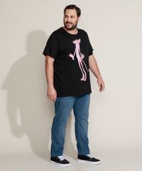 Camiseta-Masculina-Plus-Size-Pantera-Cor-de-Rosa-Manga-Curta-Gola-Careca-Preta-9968108-Preto_3