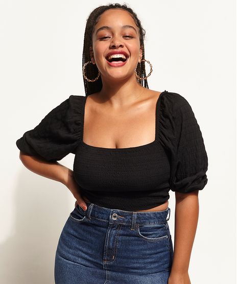 Blusa-Feminina-Cropped-Texturizada-Lastex-Manga-Bufante-Decote-Reto-Preta-9967219-Preto_1