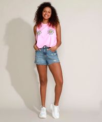 Short-Jeans-Feminino-Triya-Mom-Cintura-Super-Alta-Destroyed-com-Bordado-de-Arco-Iris-Azul-Medio-9965082-Azul_Medio_3
