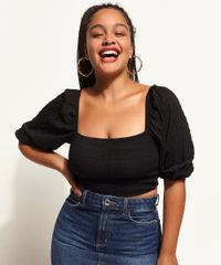 Blusa-Feminina-Cropped-Texturizada-Lastex-Manga-Bufante-Decote-Reto-Preta-9967219-Preto_1