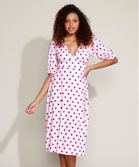 Vestido-Feminino-Mindset-Midi-Estampado-de-Poa-Manga-Bufante-Rosa-Claro-9972962-Rosa_Claro_1