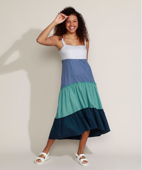Vestido-Feminino-Mindset-Midi-Estampado-Xadrez-Vichy-com-Recortes-Alca-Media-Multicor-9972951-Multicor_1