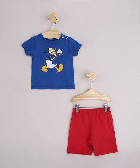 Conjunto-Infantil-Camiseta-Pato-Donald-Manga-Curta-Azul---Bermuda-Vermelho-9958284-Vermelho_1