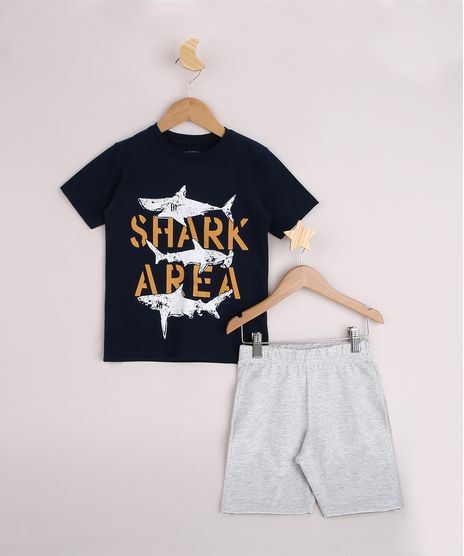Conjunto-Infantil-Camiseta--Shark-Area--Manga-Curta-Azul-Marinho---Bermuda-Cinza-Mescla-Claro-9954599-Cinza_Mescla_Claro_1