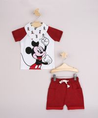 Conjunto-Infantil-Mickey-Camiseta-Raglan-Manga-Curta-Off-White---Short-com-Bolsos-Vermelho---Babador-Estampado-Off-White-9956274-Off_White_1