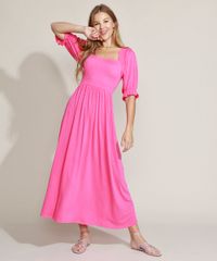 Vestido-Feminino-Midi-com-Lastex-Manga-Bufante-Pink-9970199-Pink_5