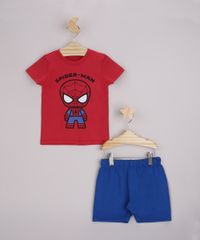 Conjunto-Infantil-Camiseta-Homem-Aranha-Manga-Curta-Vermelha---Bermuda-Azul-9963488-Azul_1