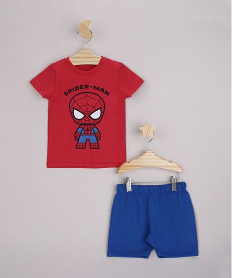 Conjunto-Infantil-Camiseta-Homem-Aranha-Manga-Curta-Vermelha---Bermuda-Azul-9963488-Azul_1