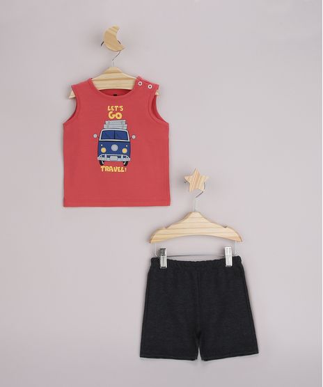 Conjunto-Infantil-Regata--Let-s-go-Travel--Vermelha---Bermuda-Cinza-Mescla-Escuro-9958294-Cinza_Mescla_Escuro_1
