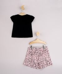 Conjunto-Infantil-Princesas-de-Blusa--We-Are-Courageous--Manga-Curta-Preta---Short-Estampado-Rosa-9962508-Rosa_3
