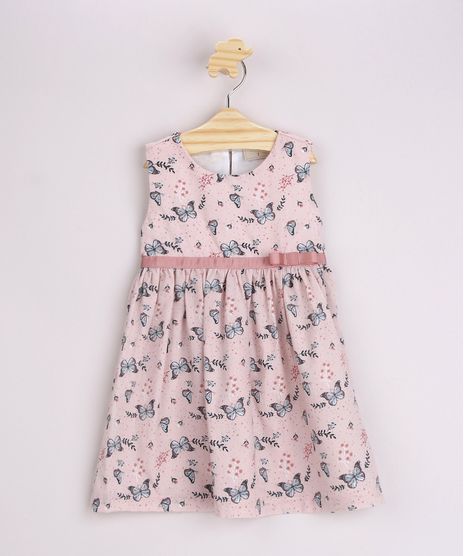 Vestido-Infantil-Estampado-de-Borboletas-com-Laco-Alca-Larga-Rosa-Claro-9963354-Rosa_Claro_1