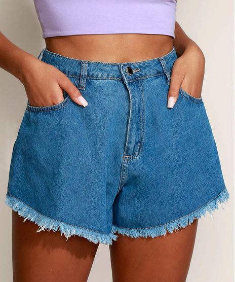 Short-Jeans-Feminino-Sawary-Gode-Cintura-Super-Alta-com-Barra-Desfiada-Azul-Medio-9974031-Azul_Medio_1