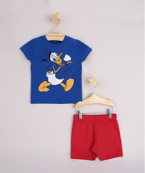 Conjunto-Infantil-Camiseta-Pato-Donald-Manga-Curta-Azul---Bermuda-Vermelho-9952698-Vermelho_1