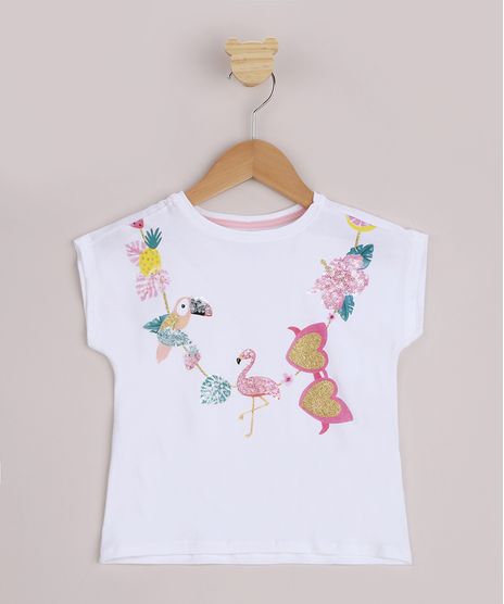 Blusa-Infantil-Flamingos-com-Paetes-Manga-Curta-Off-White-9965413-Off_White_1