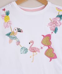 Blusa-Infantil-Flamingos-com-Paetes-Manga-Curta-Off-White-9965413-Off_White_2