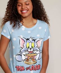 Pijama-Feminino-Tom-e-Jerry-Estampado-de-Poa-Manga-Curta-Azul-Claro-9961122-Azul_Claro_2