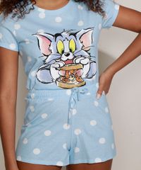 Pijama-Feminino-Tom-e-Jerry-Estampado-de-Poa-Manga-Curta-Azul-Claro-9961122-Azul_Claro_5