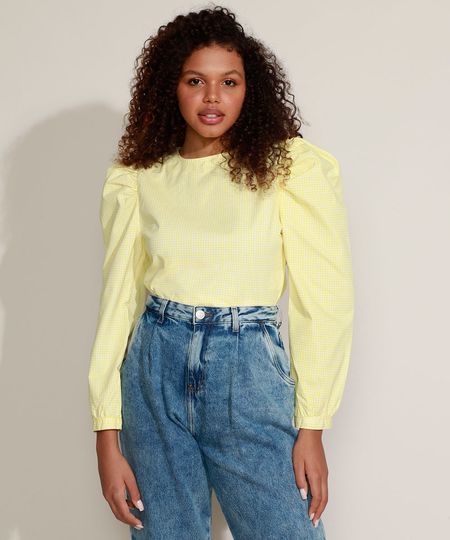 Blusa-Feminina-Mindset-Estampada-Xadrez-Vichy-com-Abertura-e-Amarracao-Manga-Bufante-Decote-Redondo-Amarela-9970606-Amarelo_1 Blusa-Feminina-Mindset-Estampada-Xadrez-Vichy-com-Abertura-e-Amarracao-Manga-Bufante-Decote-Redondo-Amarela-9970606-Amarelo_1