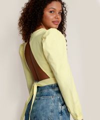 Blusa-Feminina-Mindset-Estampada-Xadrez-Vichy-com-Abertura-e-Amarracao-Manga-Bufante-Decote-Redondo-Amarela-9970606-Amarelo_2