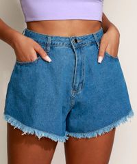 Short-Jeans-Feminino-Sawary-Gode-Cintura-Super-Alta-com-Barra-Desfiada-Azul-Medio-9974031-Azul_Medio_1