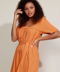 Vestido-Feminino-Mindset-Midi-com-Recortes-e-Faixa-para-Amarrar-Manga-Curta-Laranja-9958200-Laranja_4