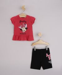 Conjunto-Infantil-Minnie-de-Blusa-Manga-Curta-Rosa---Bermuda-Ciclista-Preto-9958868-Preto_1