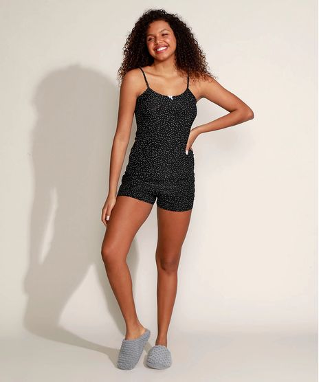 Short-Doll-Feminino-Estampado-de-Poa-Preto-9958859-Preto_1