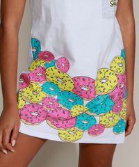 Camisola-Feminina-Homer-Simpson-e-Donuts-com-Bolso-Manga-Curta-Branca-9960682-Branco_5