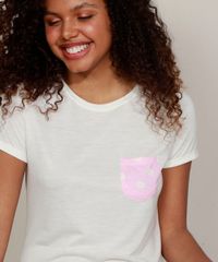 Pijama-Feminino-com-Estampa-de-Margaridas-e-Bolso-Manga-Curta-Off-White-9960687-Off_White_4