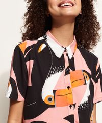 Camisa-Feminina-Cropped-Estampada-de-Tucanos-Manga-Curta-Multicor-9957557-Multicor_4