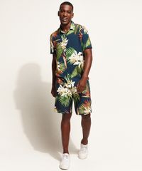 Bermuda-de-Sarja-Masculina-Estampada-Floral-com-Bolsos-Azul-Marinho-9967093-Azul_Marinho_3