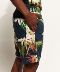 Bermuda-de-Sarja-Masculina-Estampada-Floral-com-Bolsos-Azul-Marinho-9967093-Azul_Marinho_4