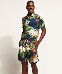 Bermuda-de-Sarja-Masculina-Estampada-Floral-com-Bolsos-Azul-Marinho-9967093-Azul_Marinho_5