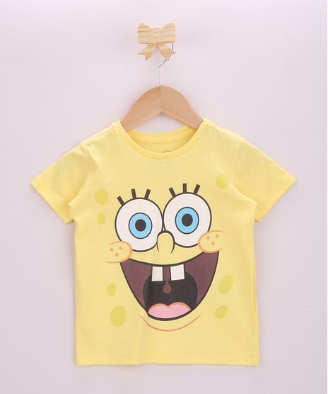 Camiseta-Infantil-Bob-Esponja-Manga-Curta-Amarela-9962998-Amarelo_1